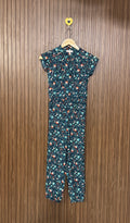 Teal Floral Print Jumpsuit