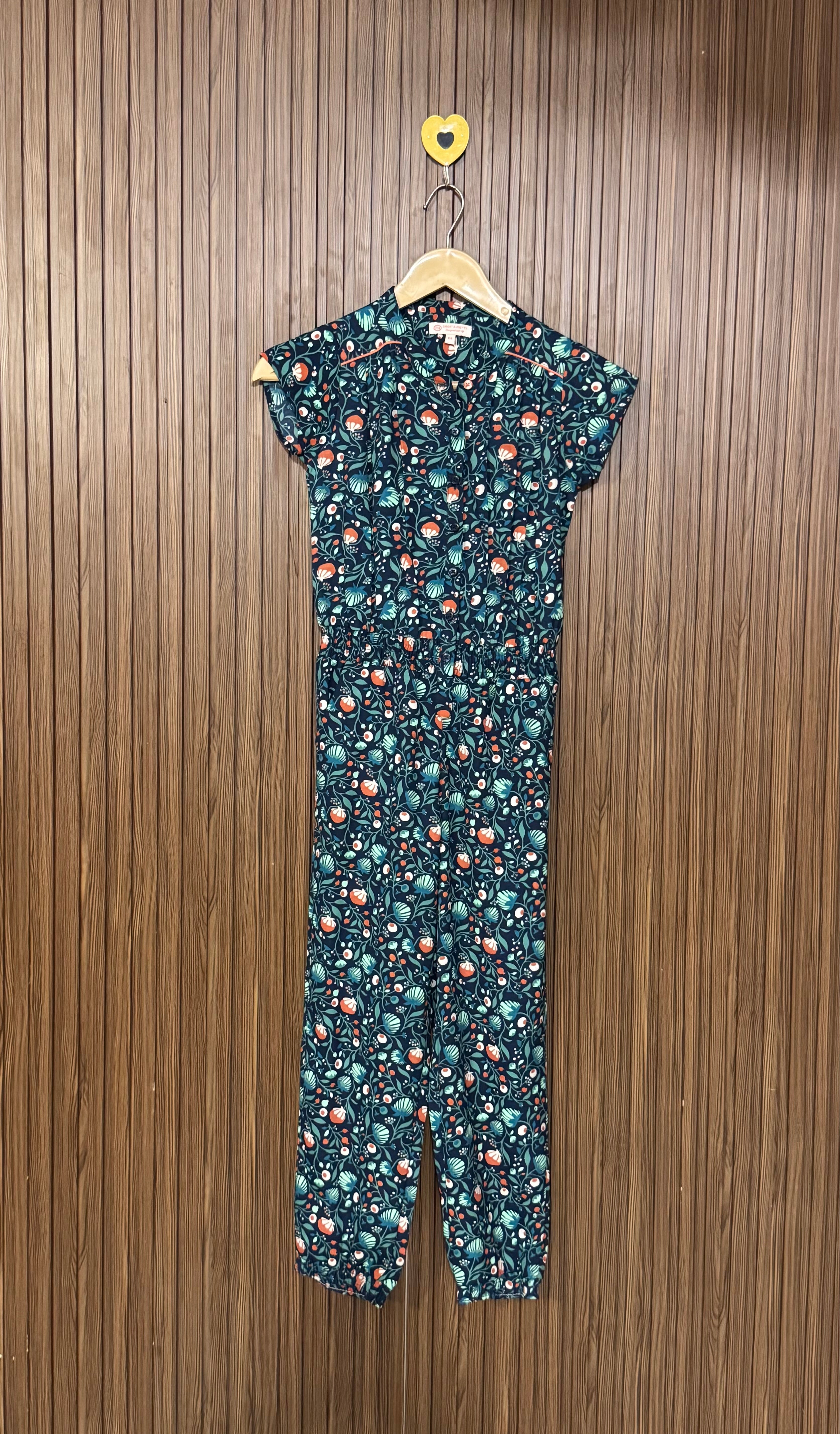 Teal Floral Print Jumpsuit