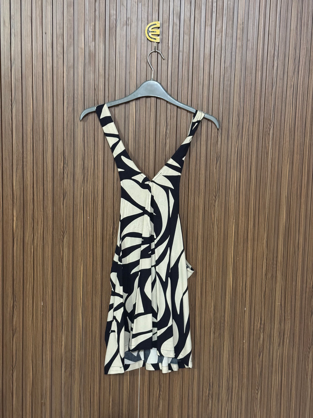 Black and Cream Abstract Sleeveless Top