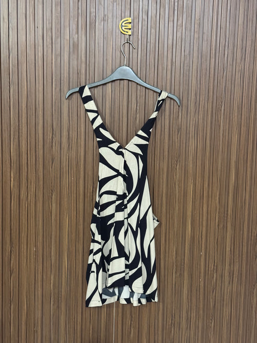 Black and Cream Abstract Sleeveless Top