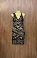 Chest 15 Length 37 Fabric Net Silk Black Lace Dress