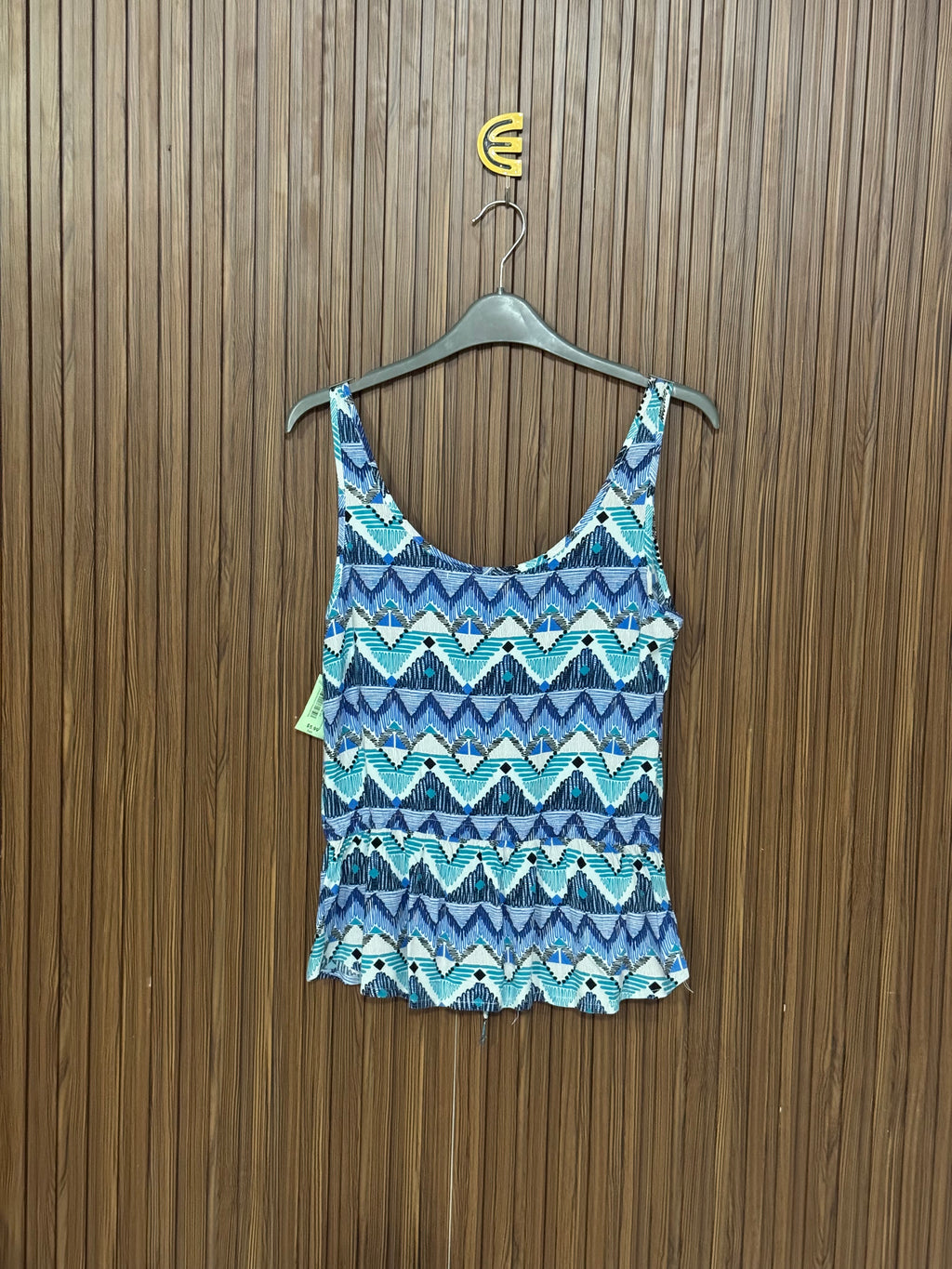 Blue Geometric Printed Sleeveless Top