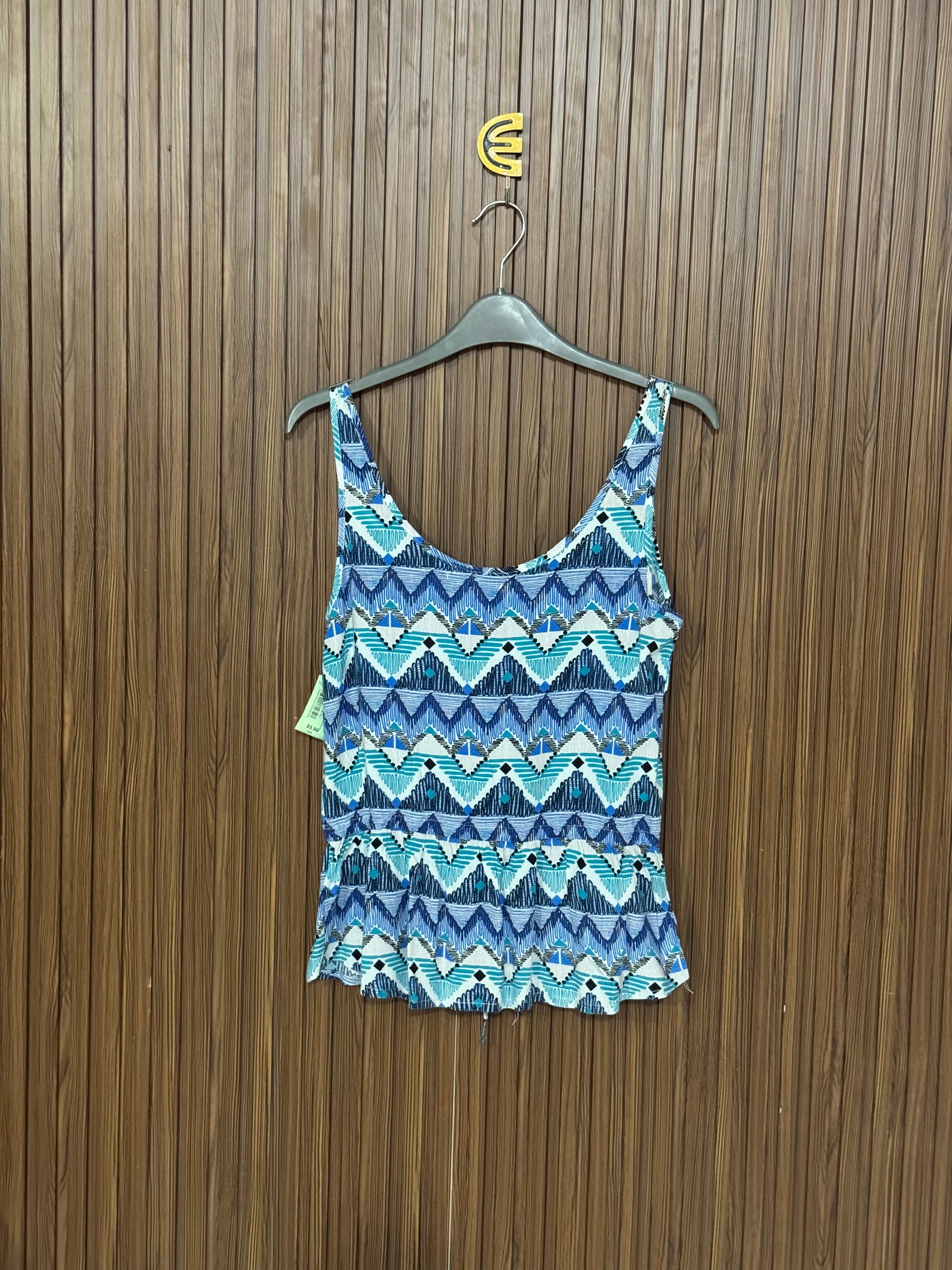Blue Geometric Printed Sleeveless Top