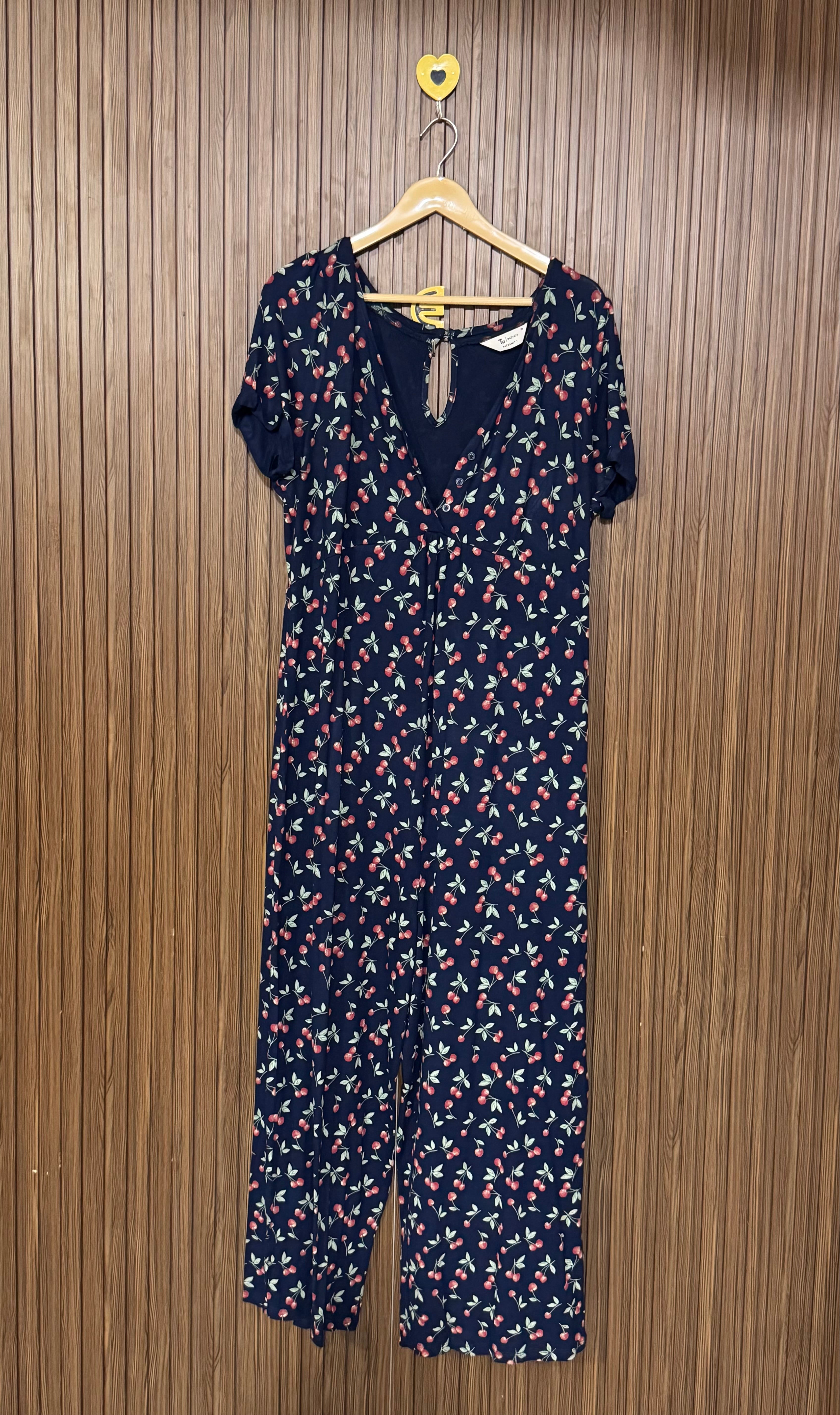 Blue Cherry Print Jumpsuit