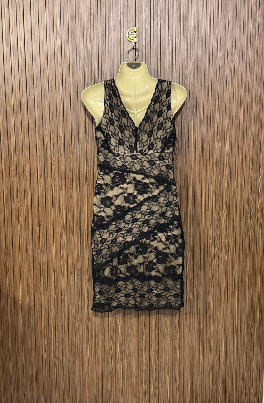 Chest 15 Length 37 Fabric Net Silk Black Lace Dress