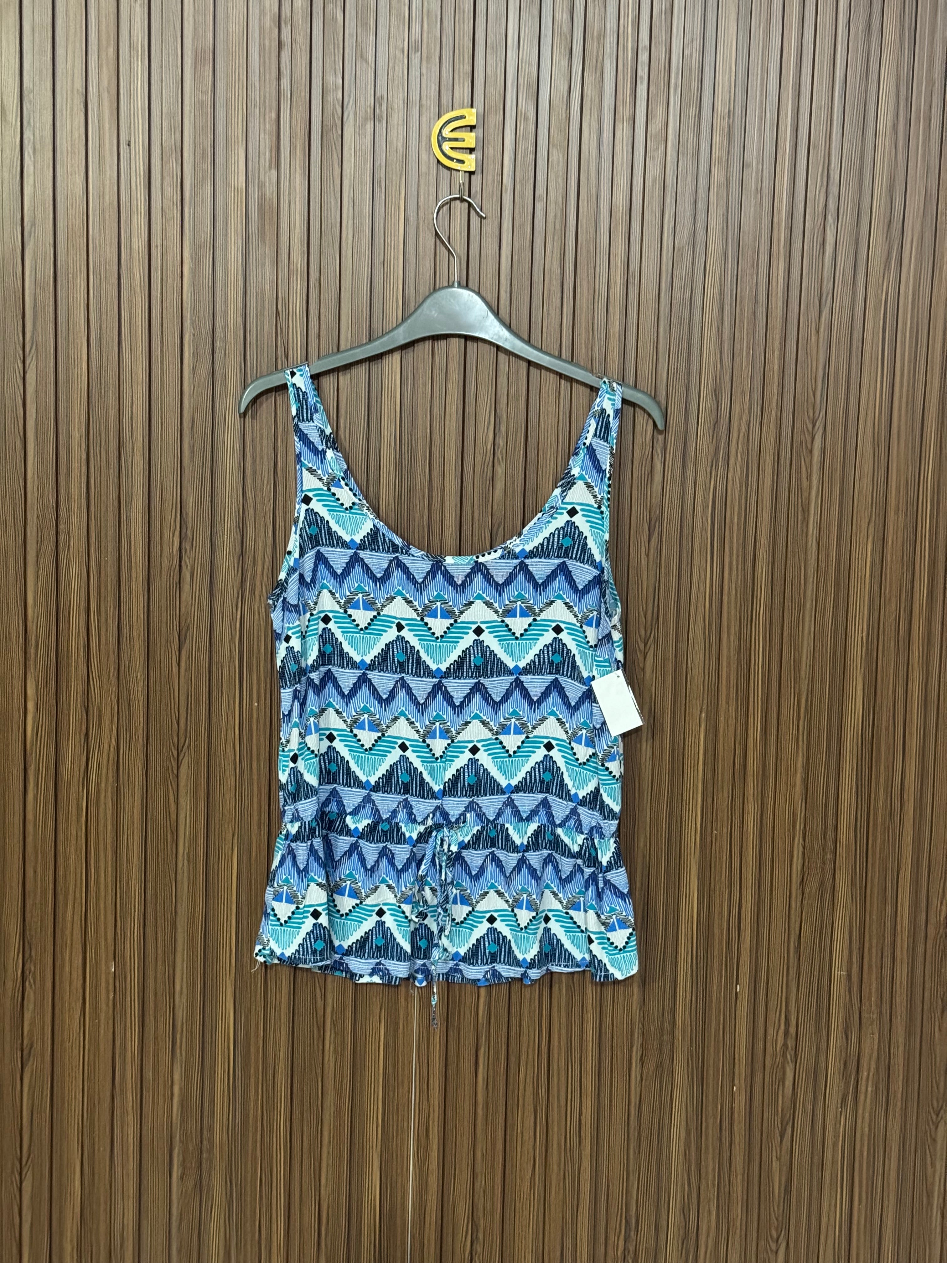 Blue Geometric Printed Sleeveless Top