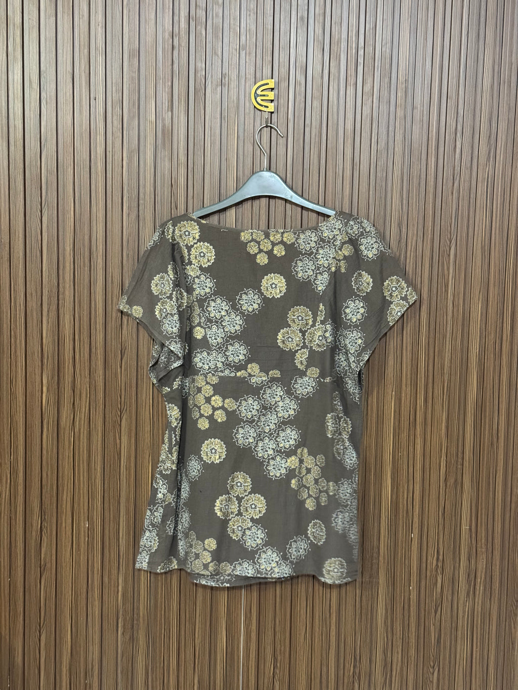 Brown Floral Front Tie Sleeveless Top