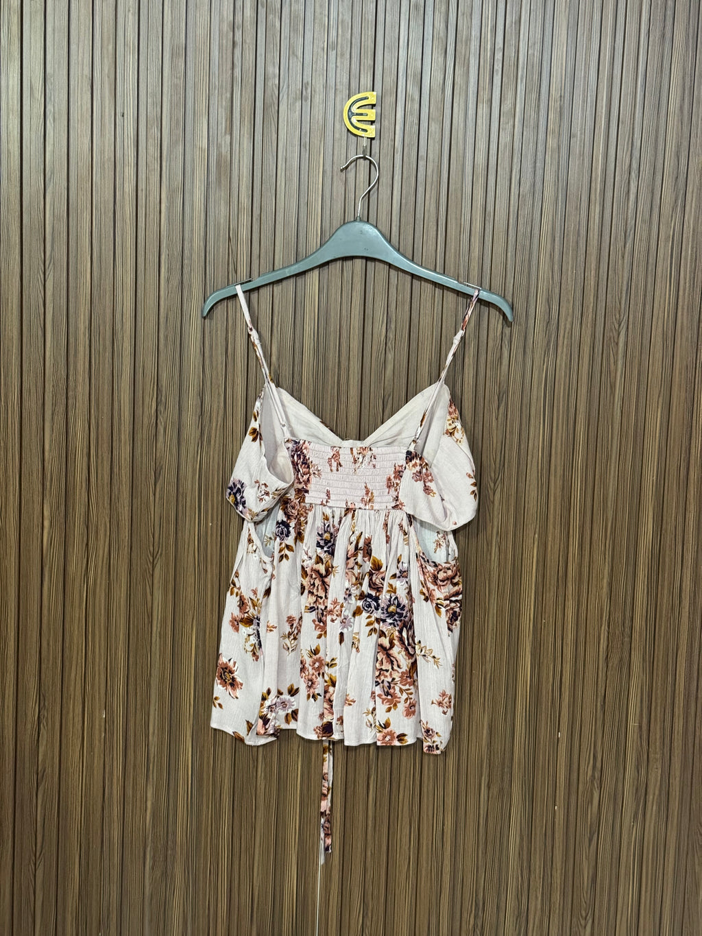 Off-White Floral Strap Sleeveless Tops