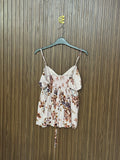 Off-White Floral Strap Sleeveless Tops