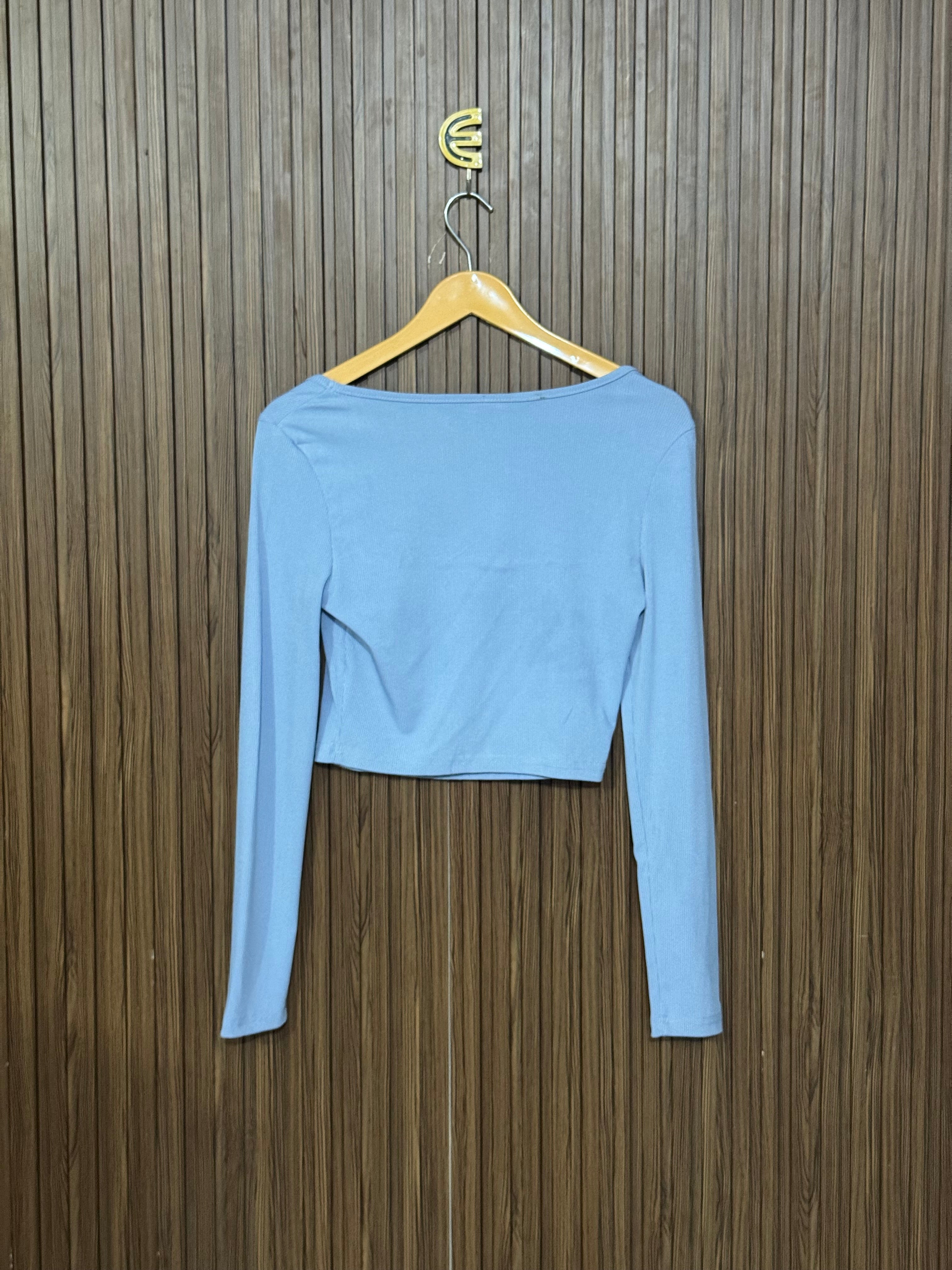 Chest 15 Length 15 Fabric Elastic Powder Blue Tee