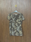 Brown Floral Front Tie Sleeveless Top