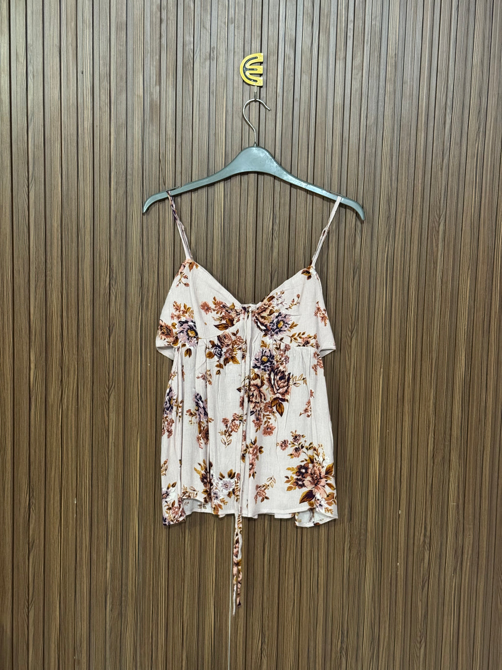 Off-White Floral Strap Sleeveless Tops