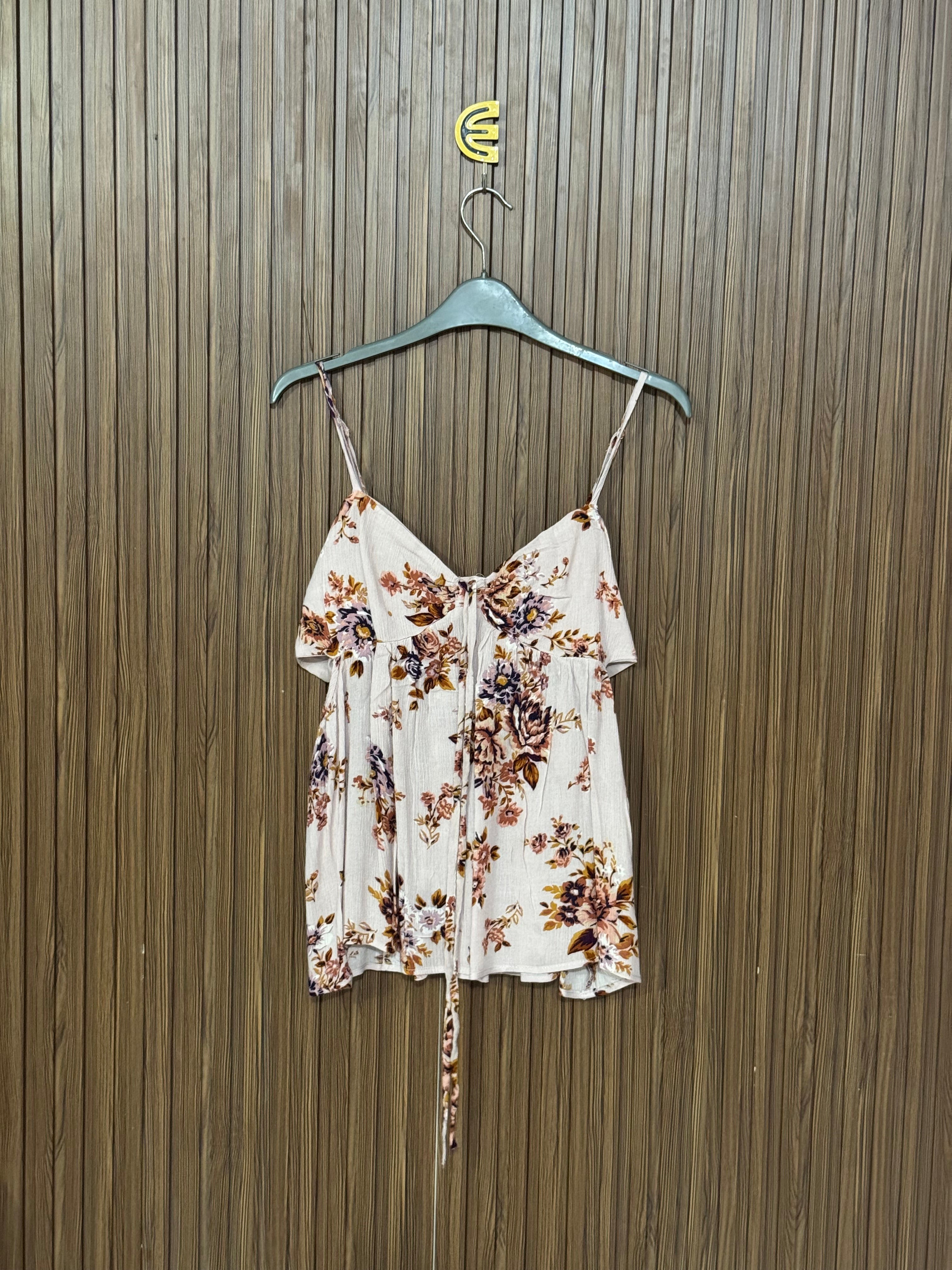 Off-White Floral Strap Sleeveless Tops