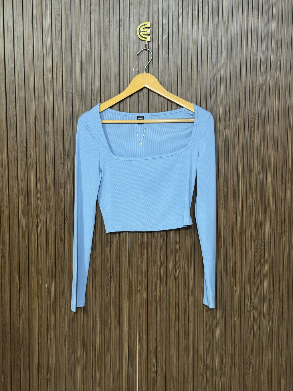 Chest 15 Length 15 Fabric Elastic Powder Blue Tee