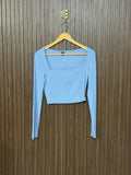 Chest 15 Length 15 Fabric Elastic Powder Blue Tee