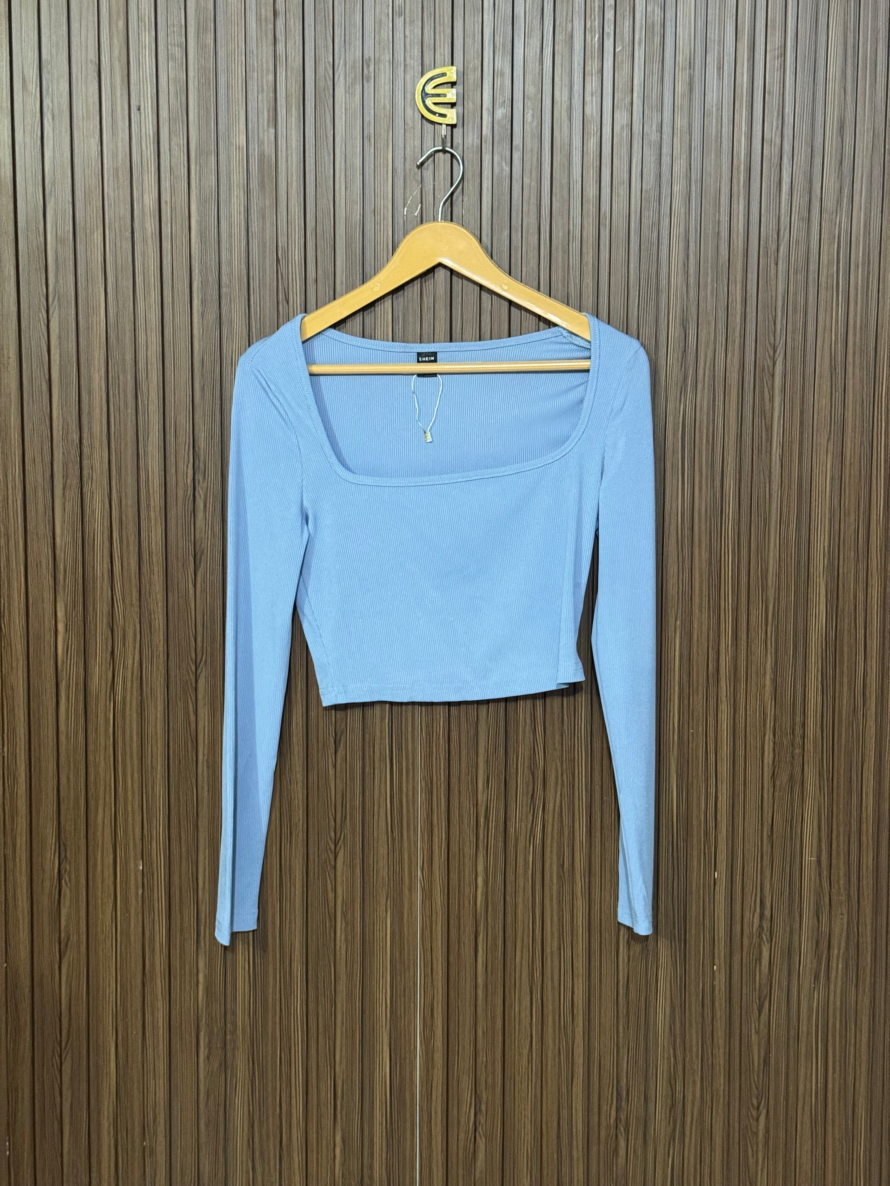 Chest 15 Length 15 Fabric Elastic Powder Blue Tee