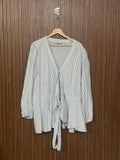 Chest 25 Length 29 Fabric Linen V-Neck Striped Tie Cardigan