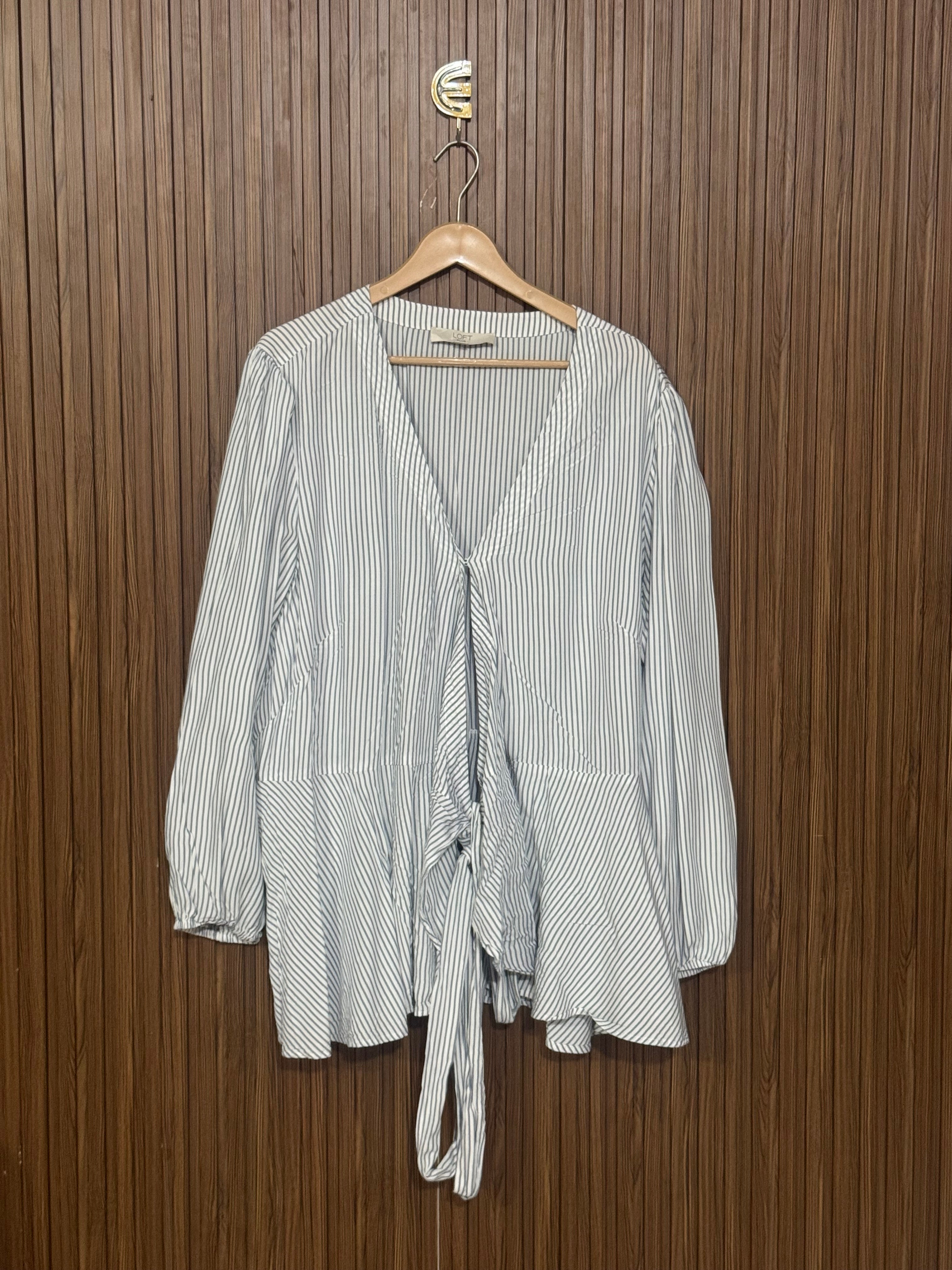 Chest 25 Length 29 Fabric Linen V-Neck Striped Tie Cardigan