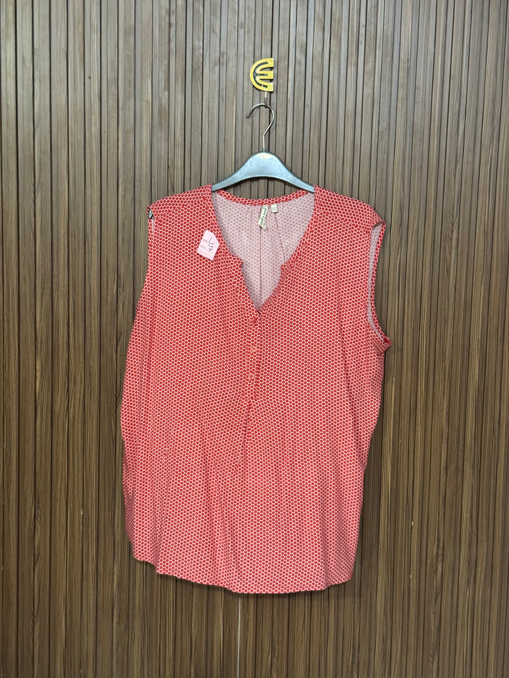 Red Geometric Printed Sleeveless Top