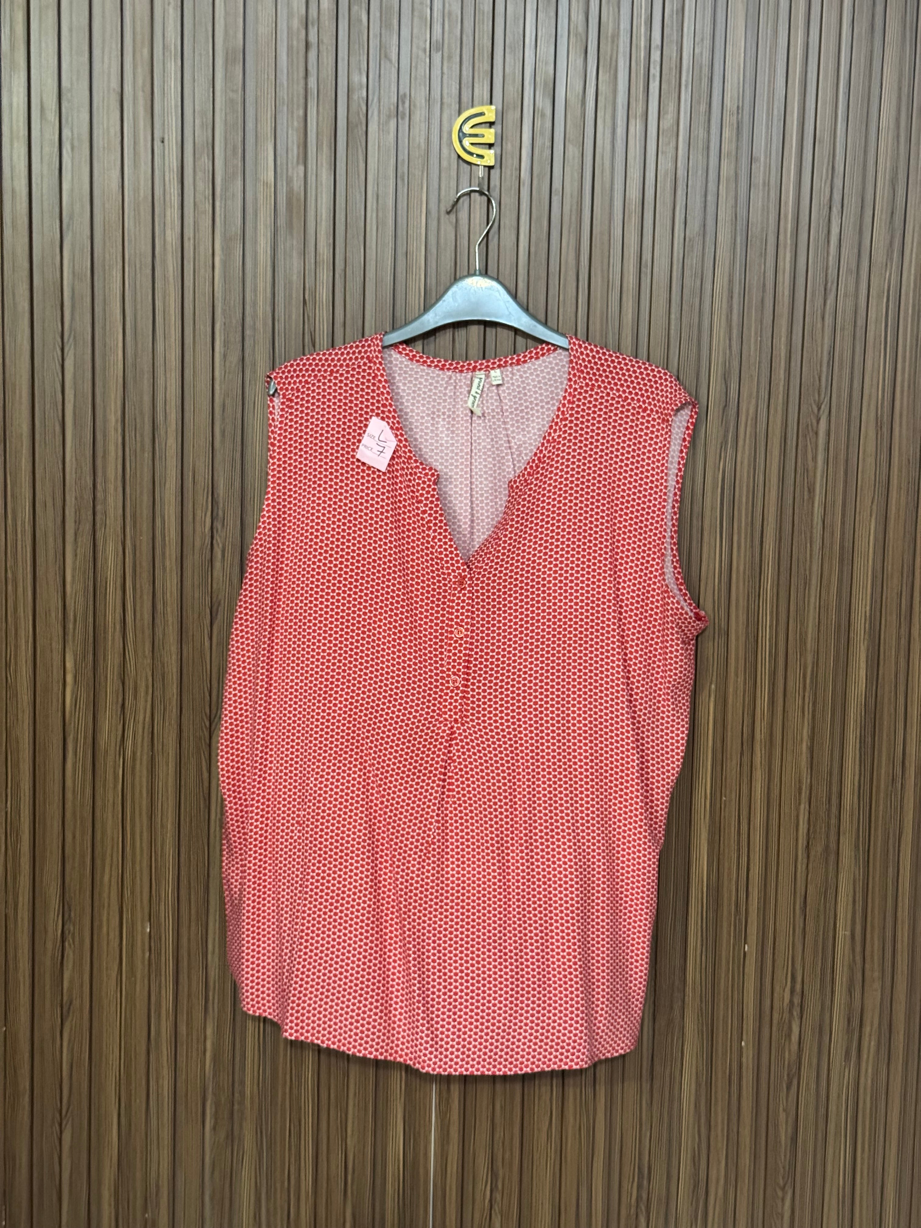 Red Geometric Printed Sleeveless Top