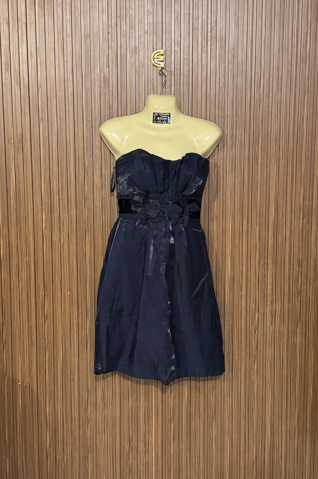 Chest 14 Length 28 Fabric Silk Blue Strapless Dress