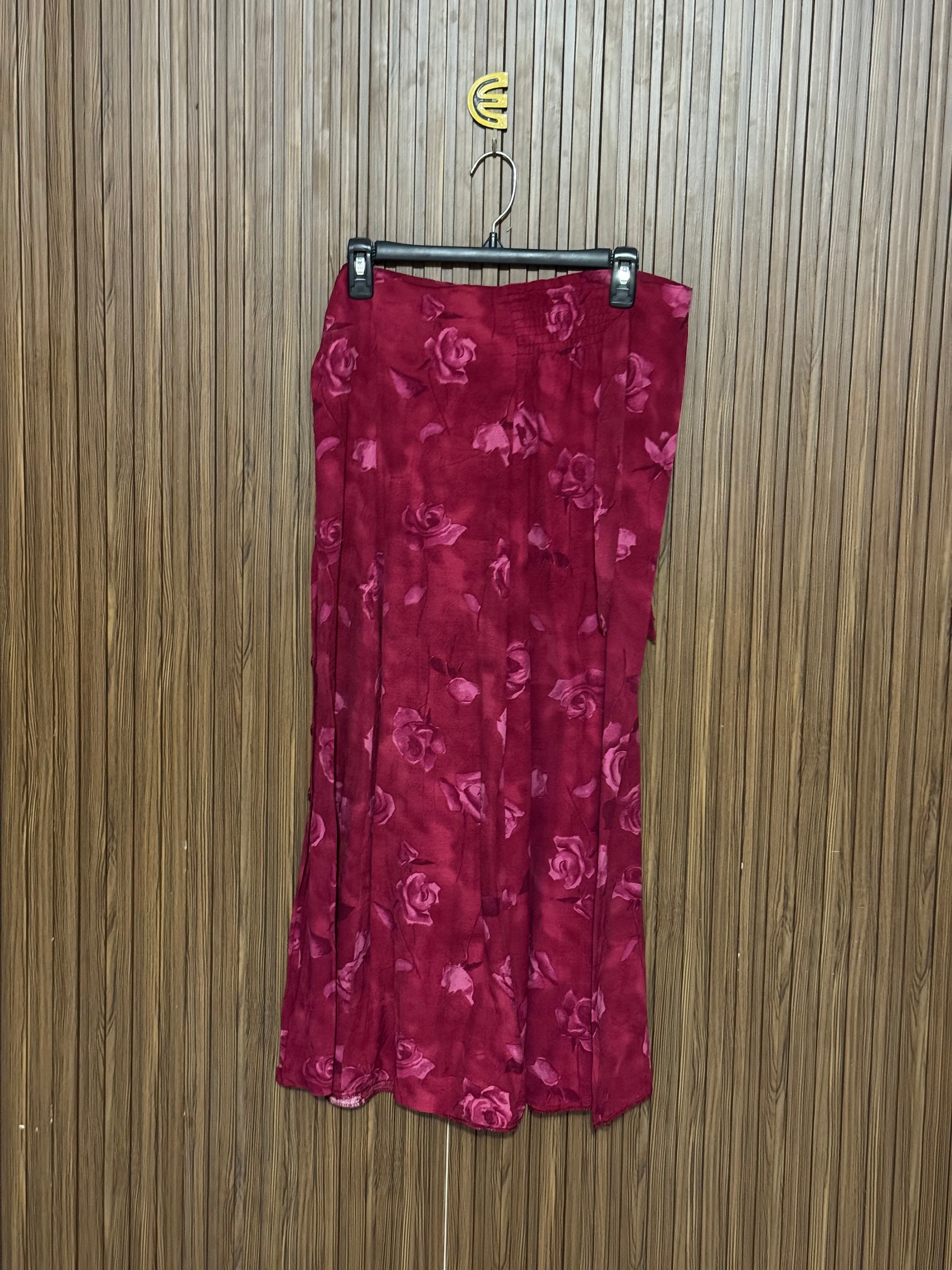 Red Rose Floral Maxi Skirt