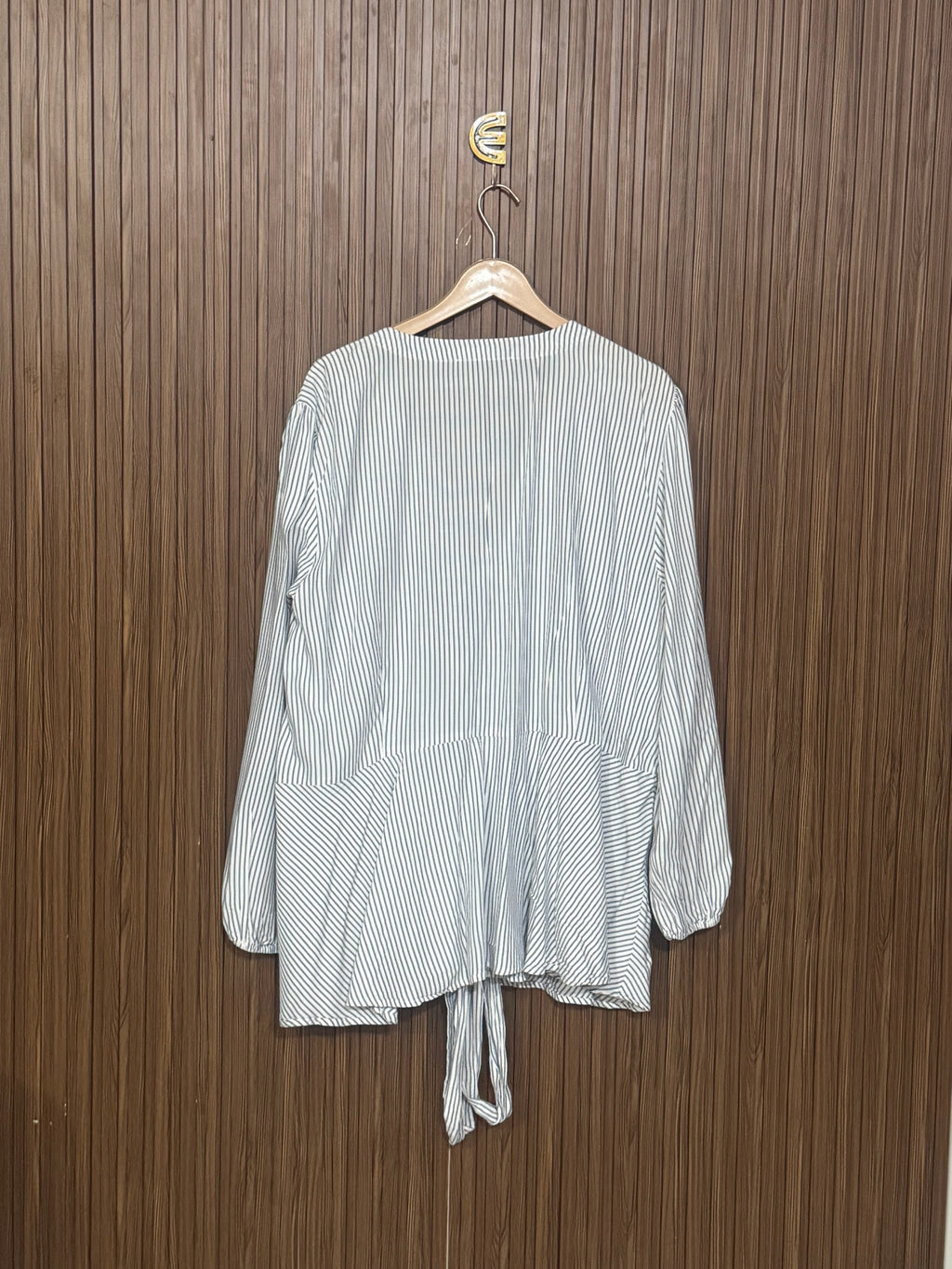Chest 25 Length 29 Fabric Linen V-Neck Striped Tie Cardigan