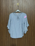 Chest 21 Length 24 Fabric Shifon Tie-Neck Ruffle Top