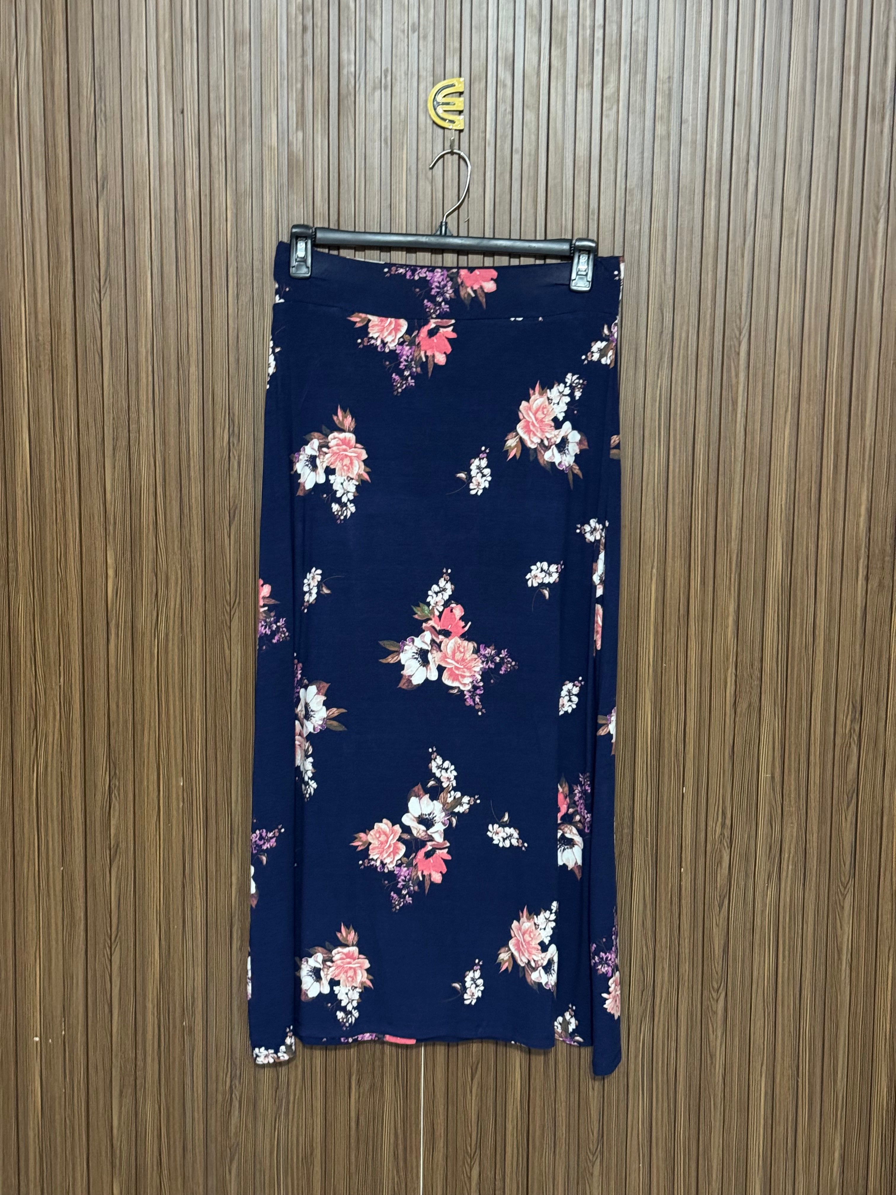 Pink Rose Navy Long Skirt