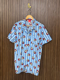 Chest 20 Length 27 Fabric Silk Striped Half Sleeves