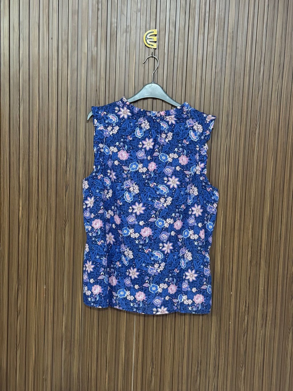 Blue Floral Sleeveless Everyday Top