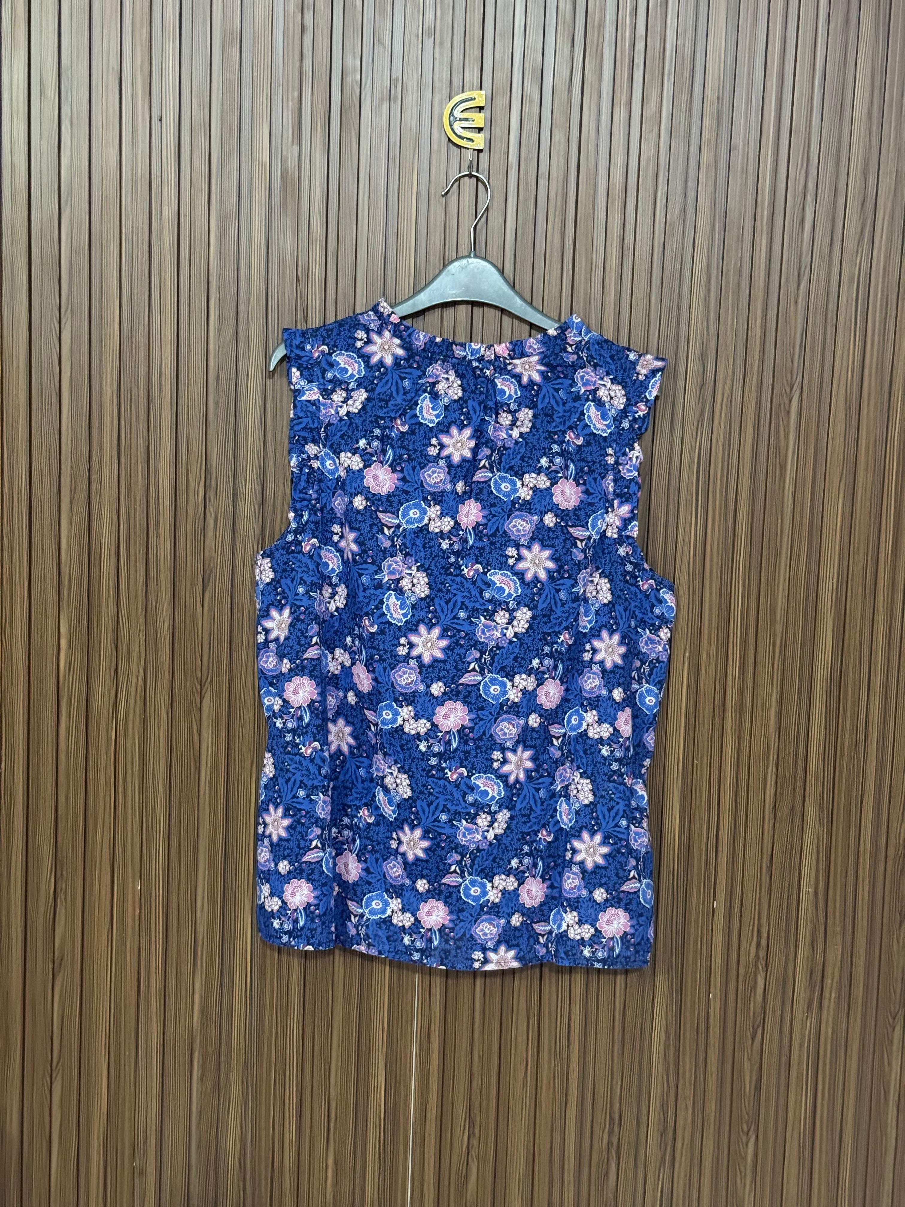 Blue Floral Sleeveless Everyday Top