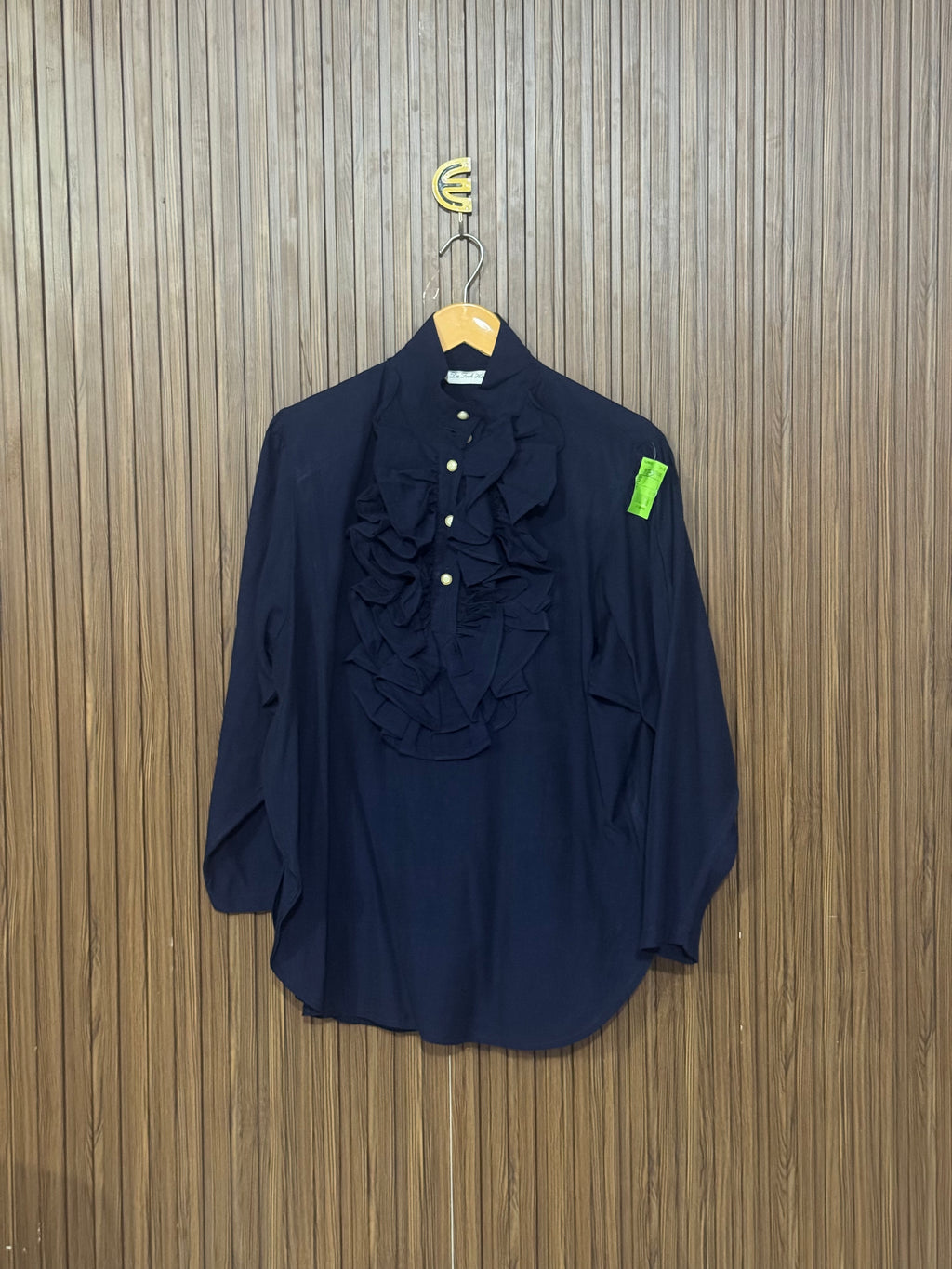 Chest 21 Length 26 Fabric Silk Ruffled Front Shirt