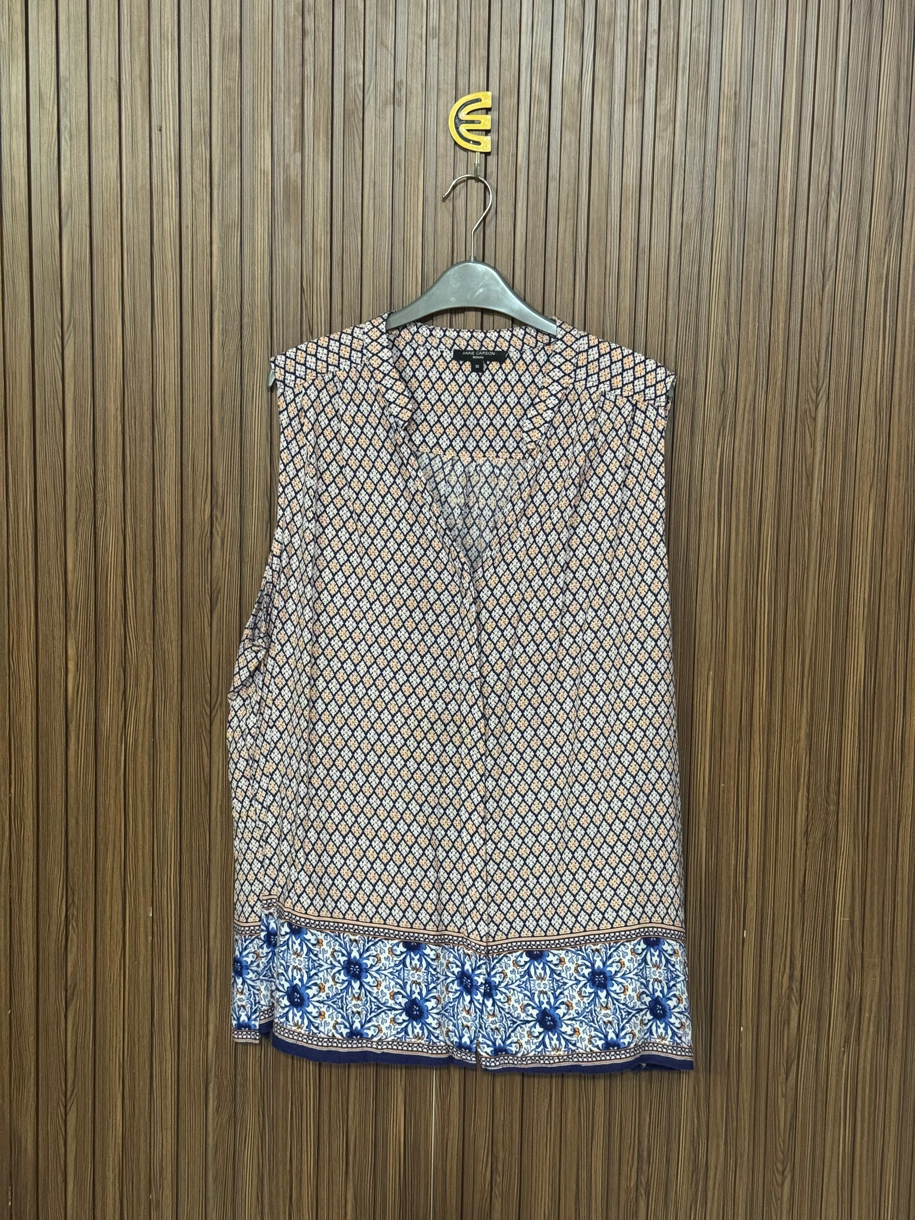 Blue Border Print Sleeveless Top