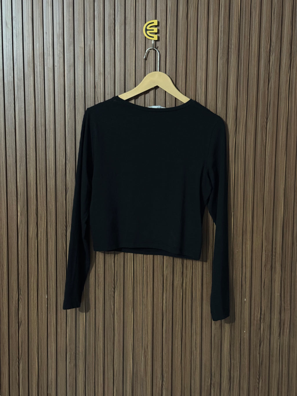 Midnight Black Asymmetric Cut-Out Long Sleeve Top
