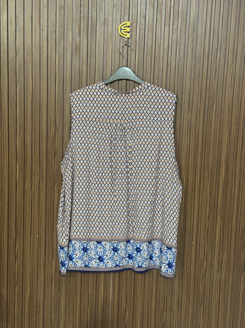 Blue Border Print Sleeveless Top