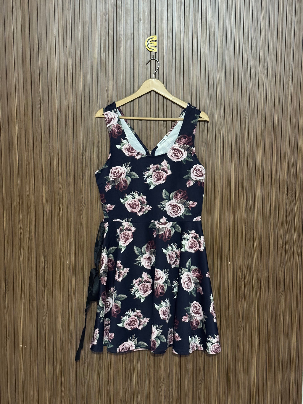 Black Rose Print Long Top
