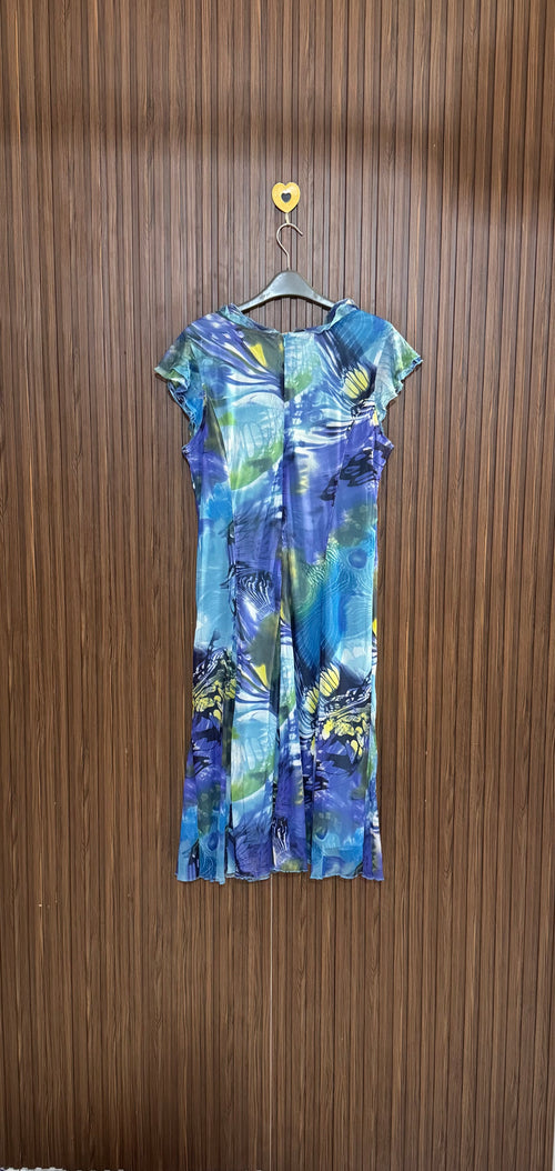 Blue Abstract Long Top