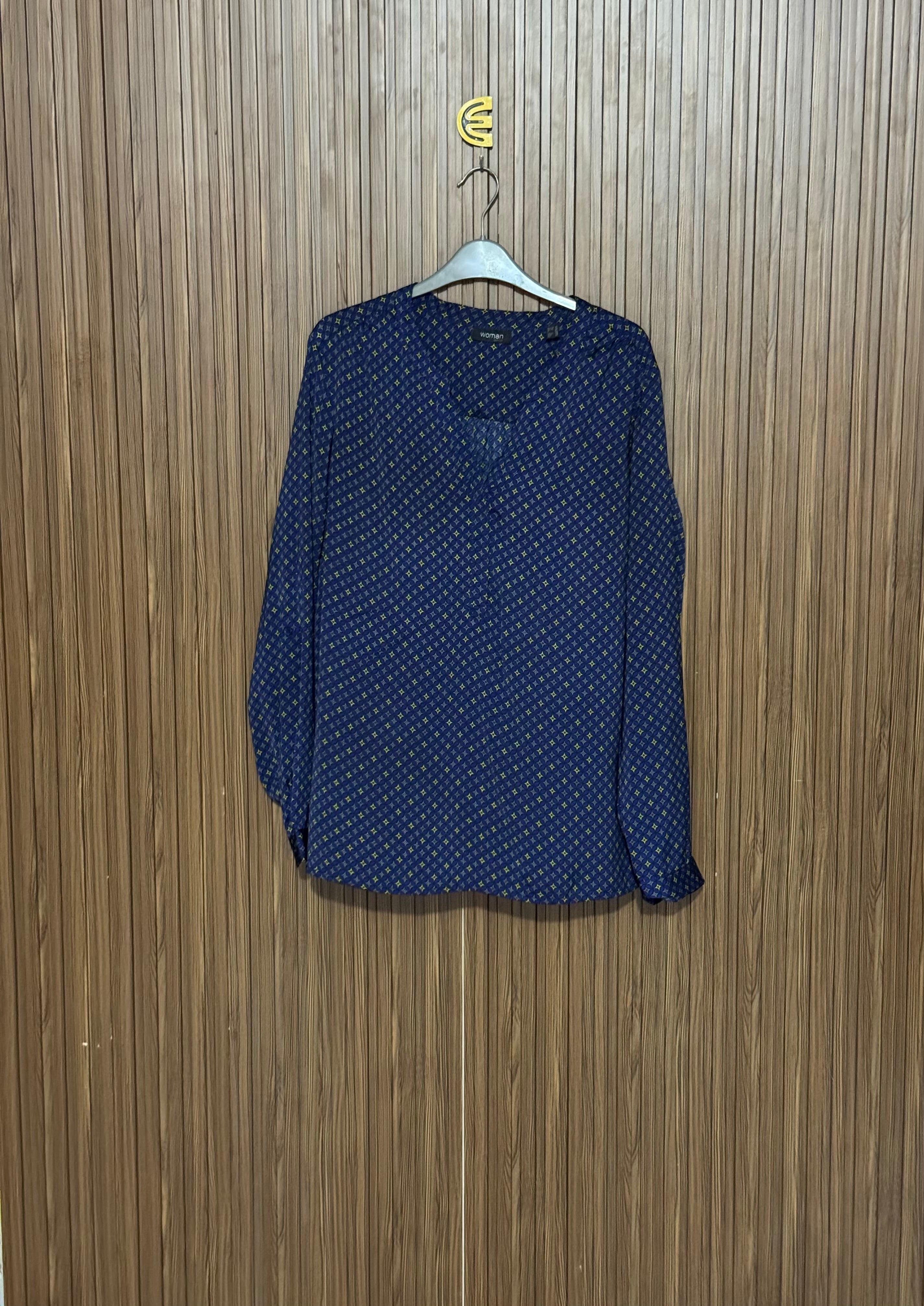 Chest 24 Length 27 Fabric Silk Blue Printed Top