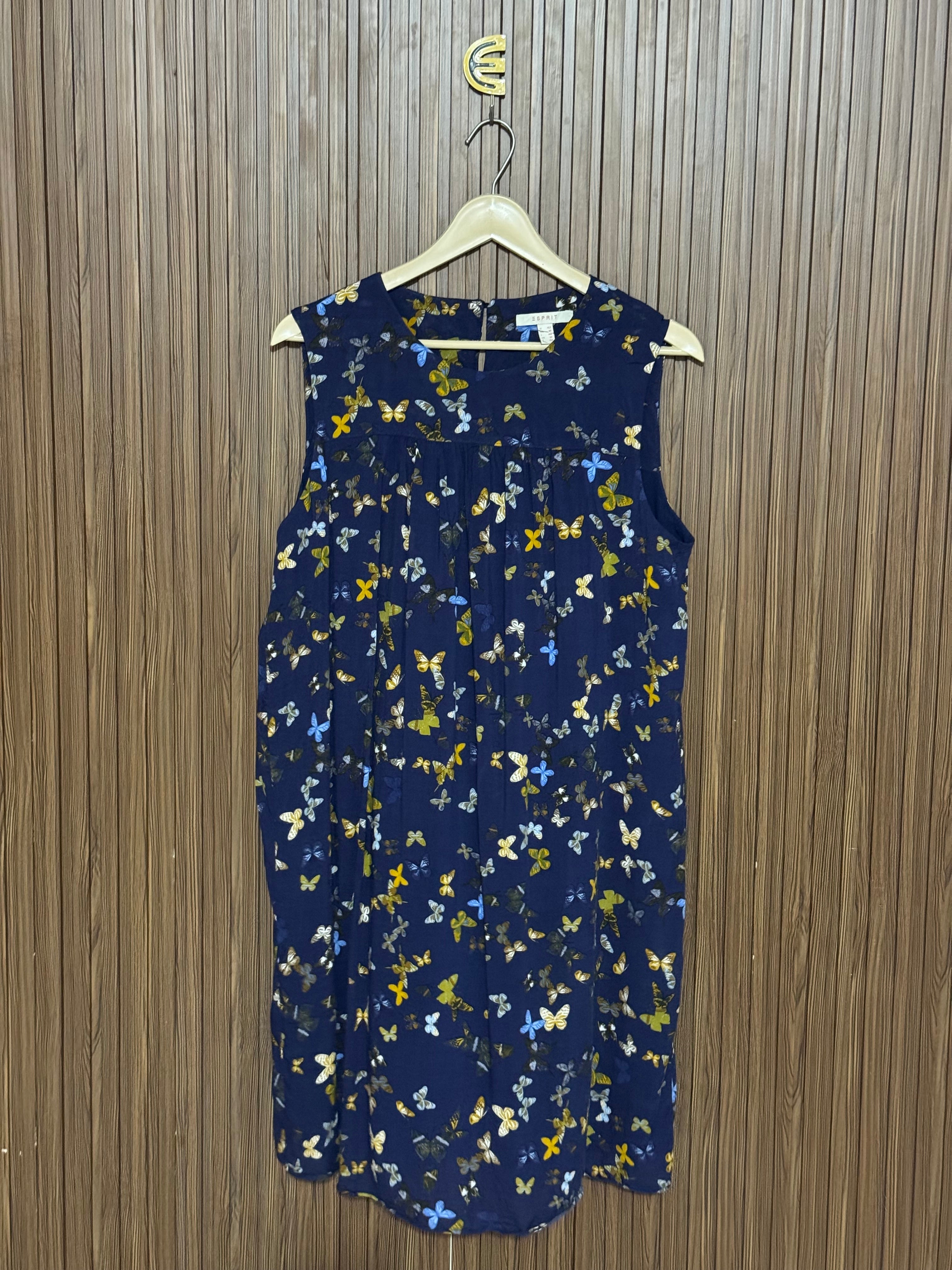 Blue Butterfly Print Long Top