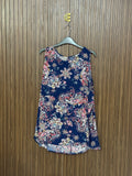 Navy Blue Paisley Sleeveless Top