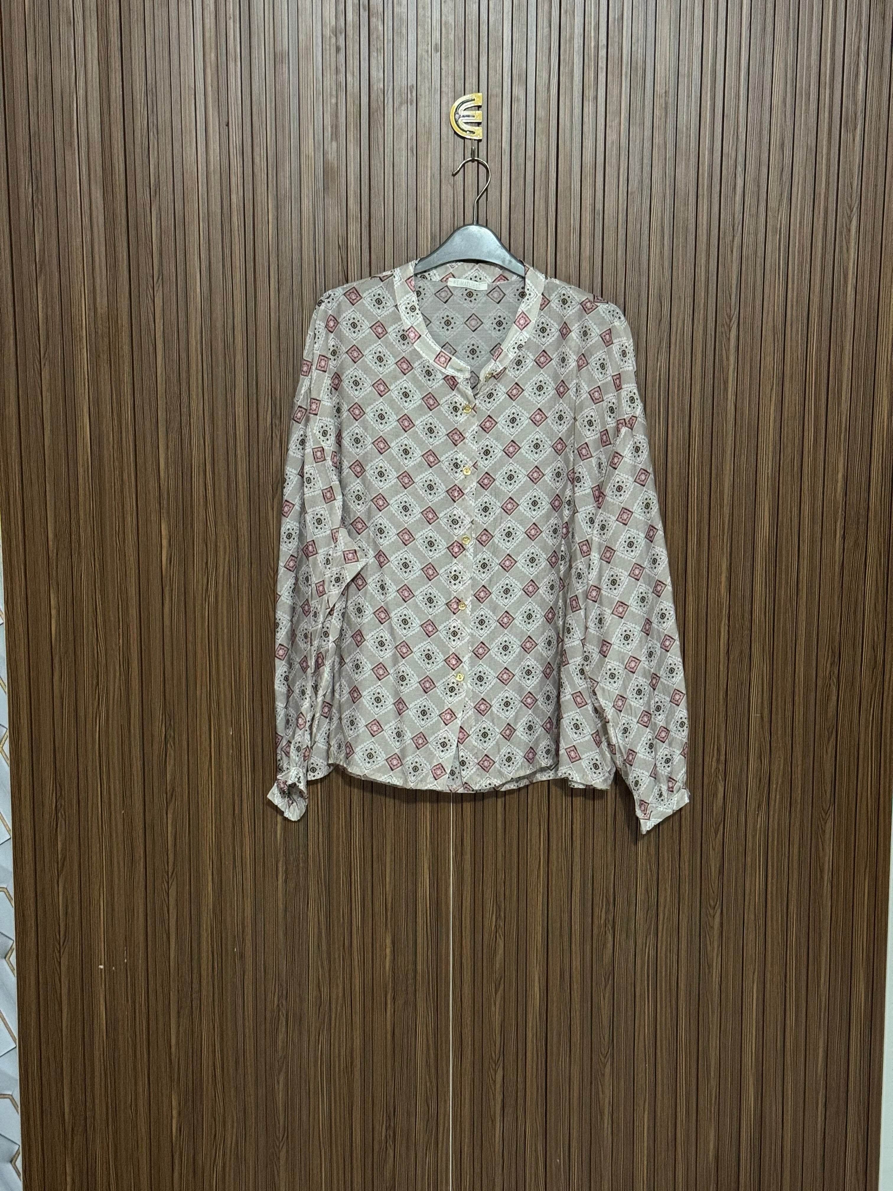 Chest 24 Length 26 Fabric Silk Beige Printed Top