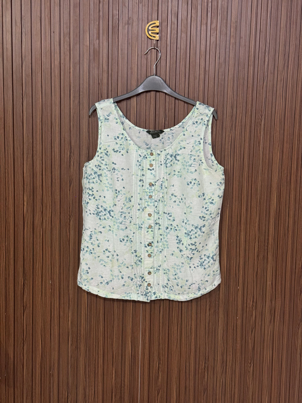 Light Green Leaf Sleeveless Top
