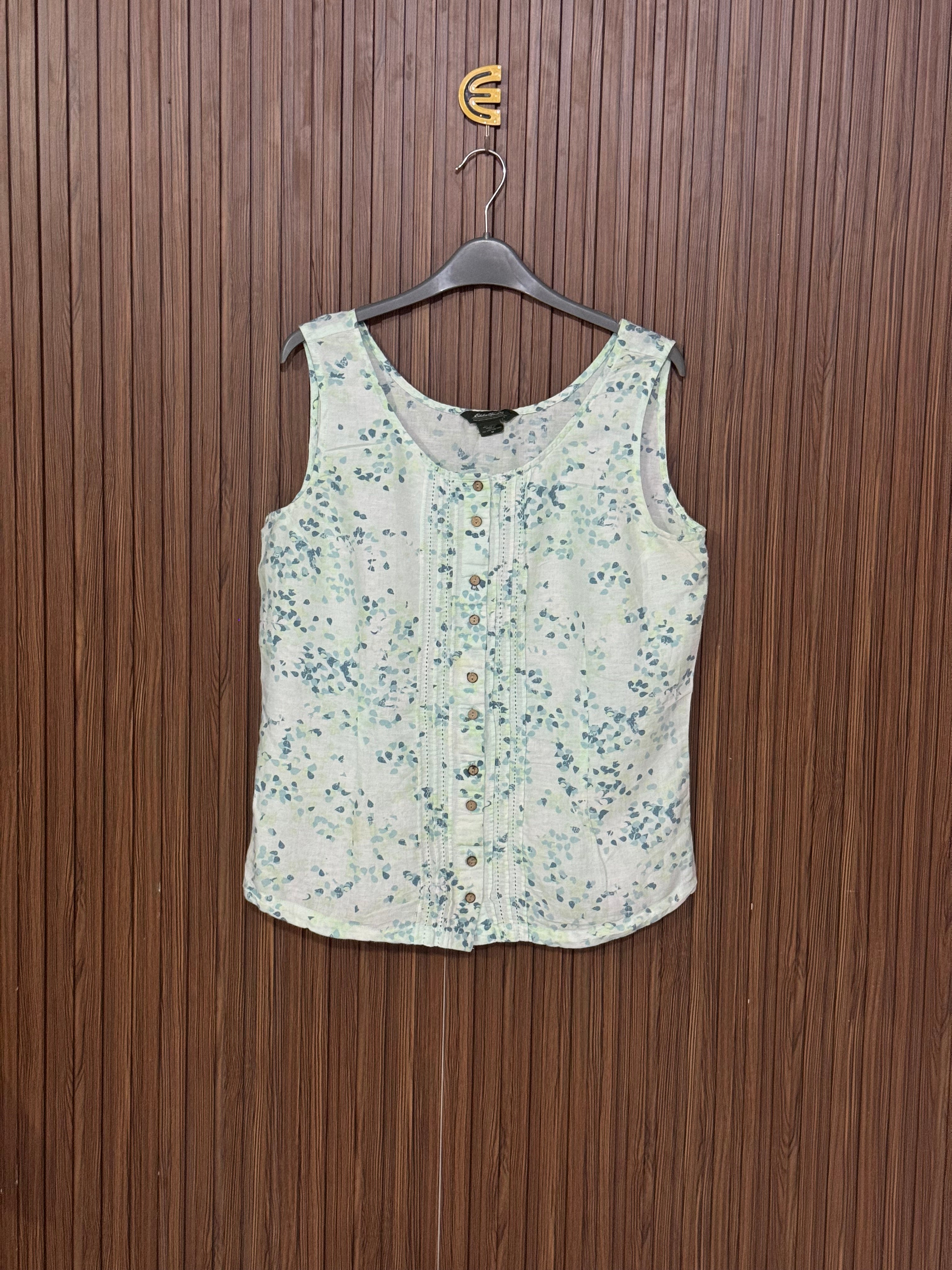 Light Green Leaf Sleeveless Top