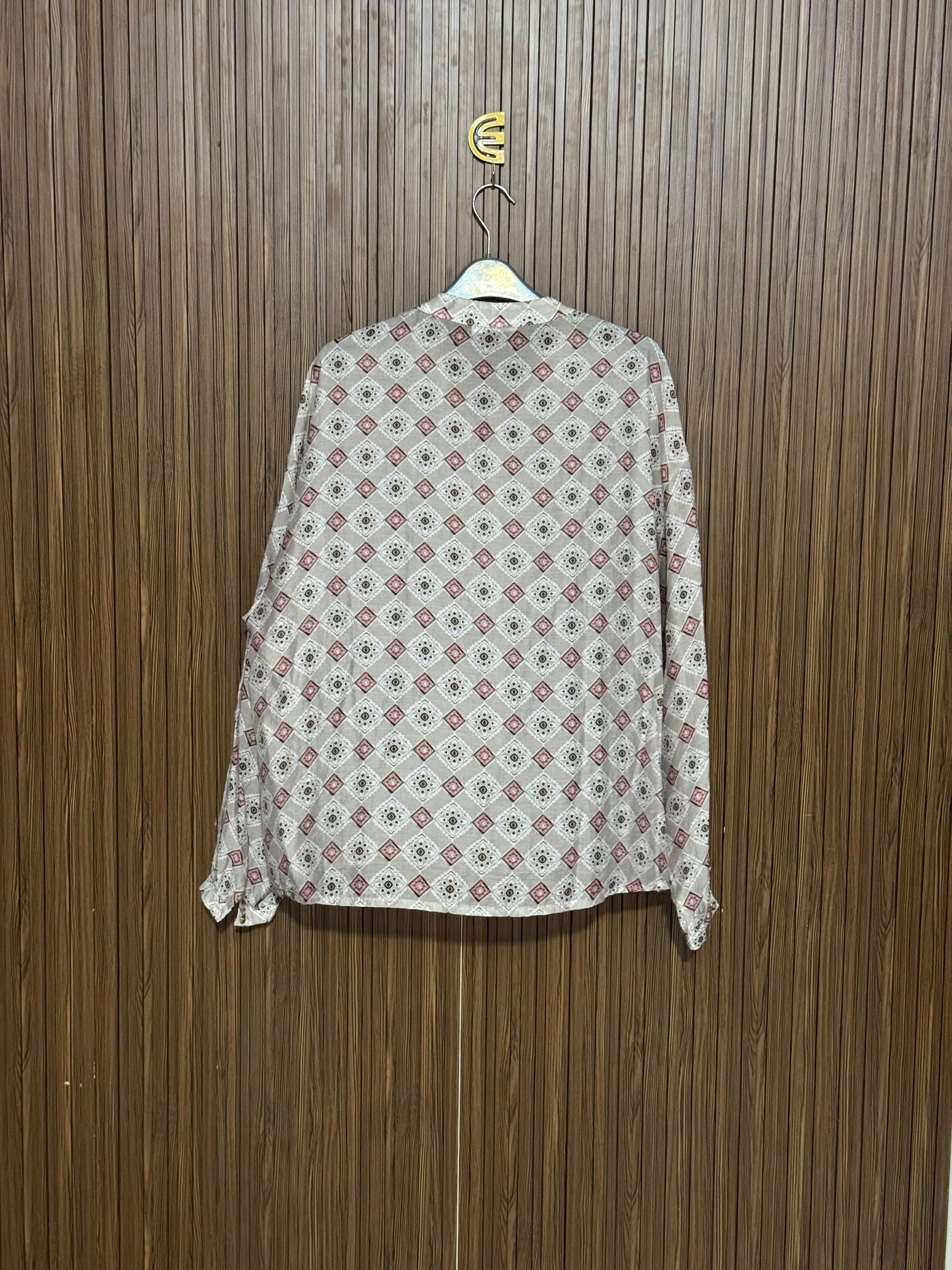 Chest 24 Length 26 Fabric Silk Beige Printed Top