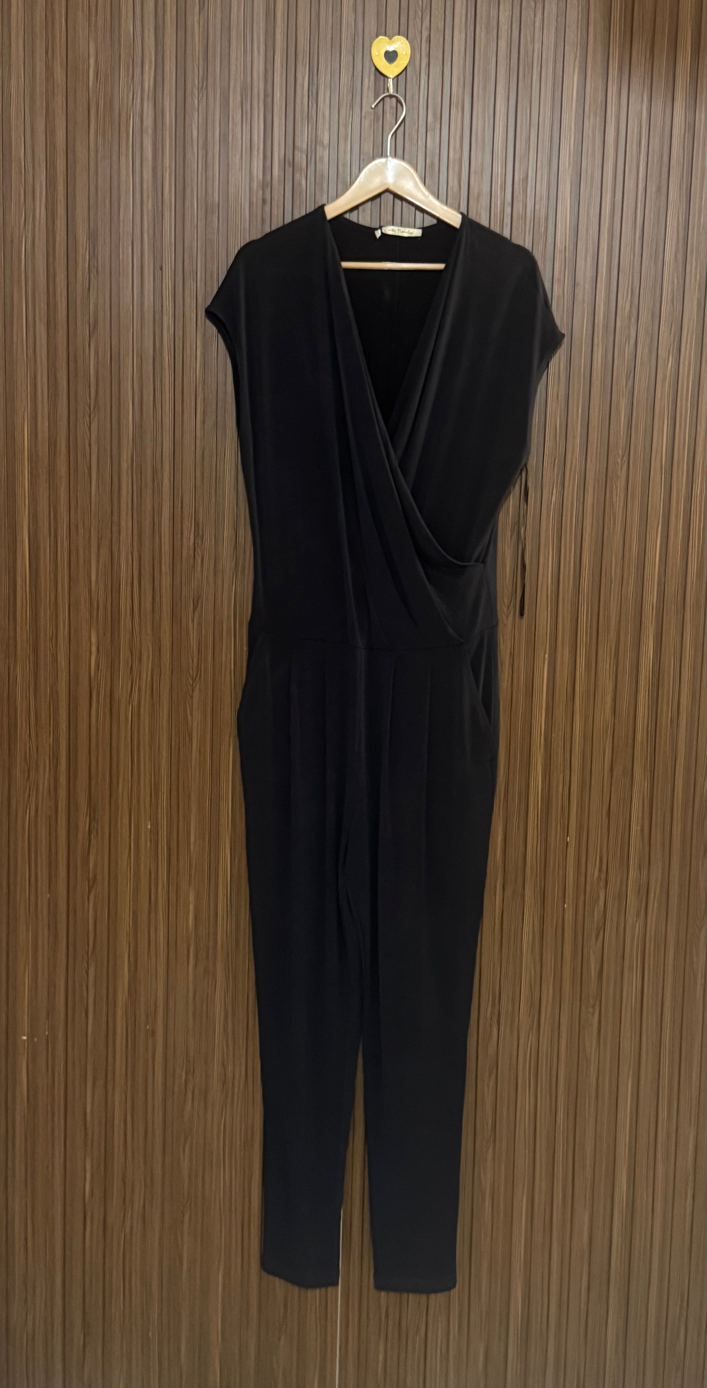 Black Casual Wrap Jumpsuit