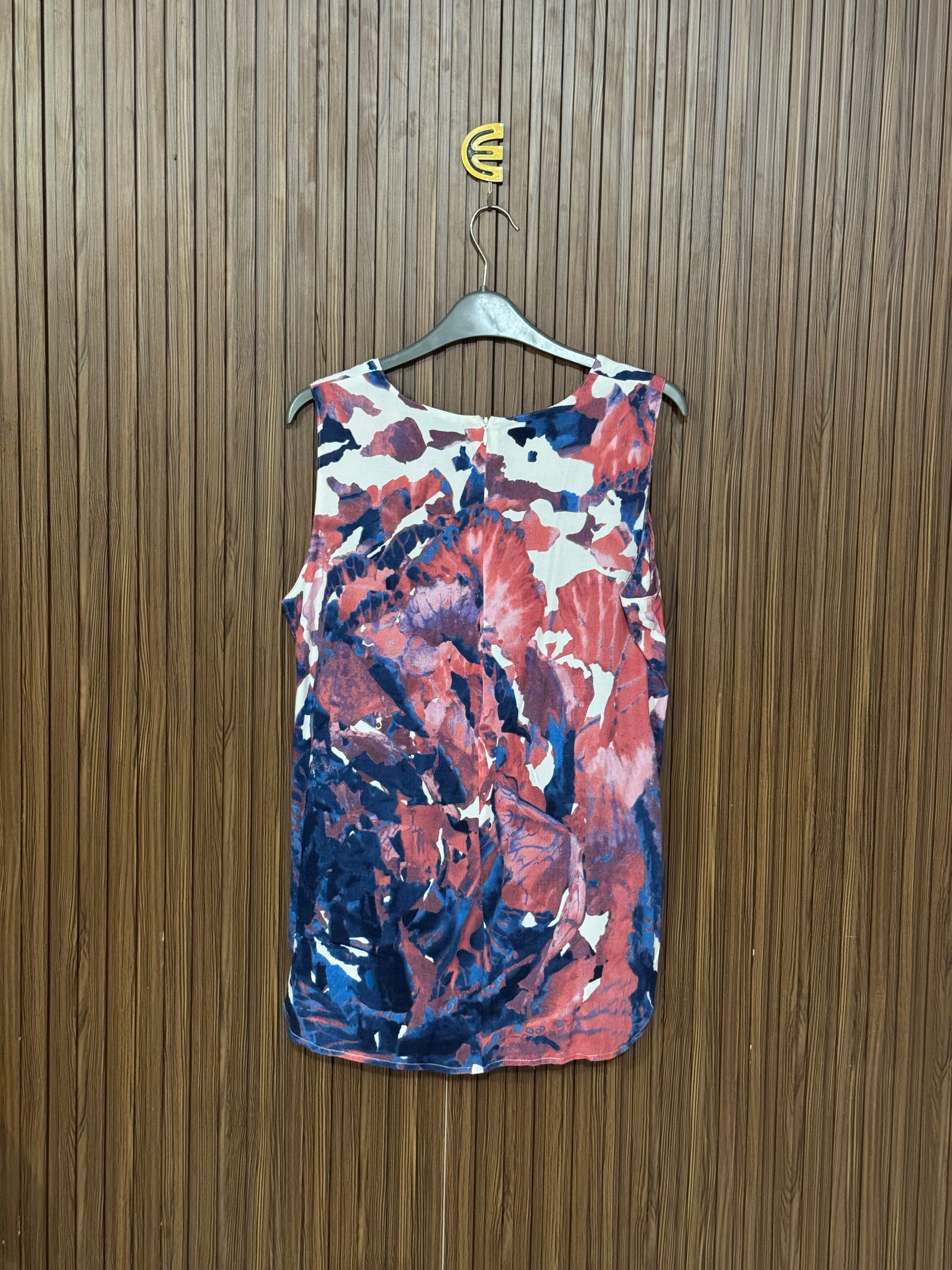 Red and Blue Abstract Sleeveless Top