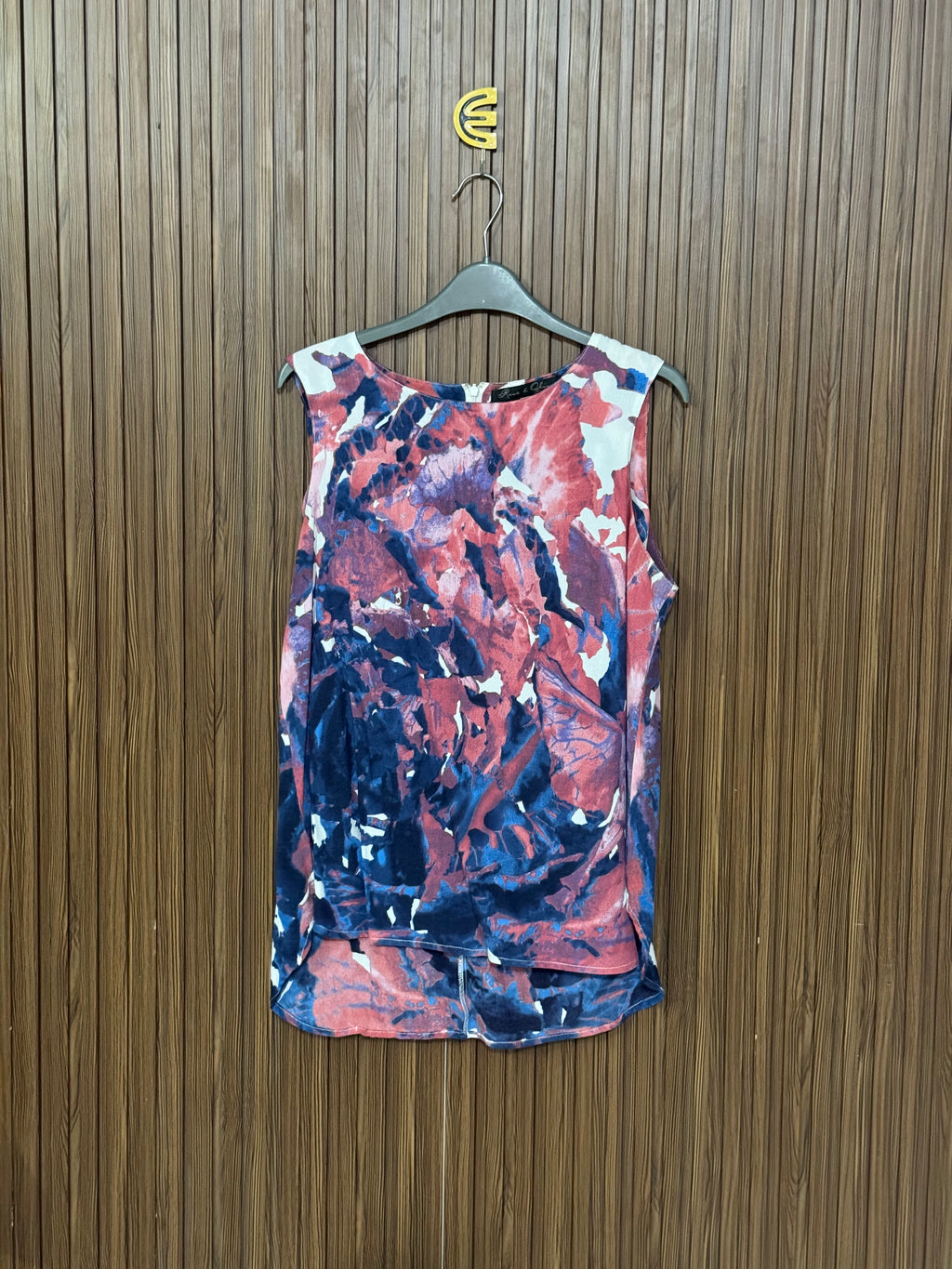 Red and Blue Abstract Sleeveless Top
