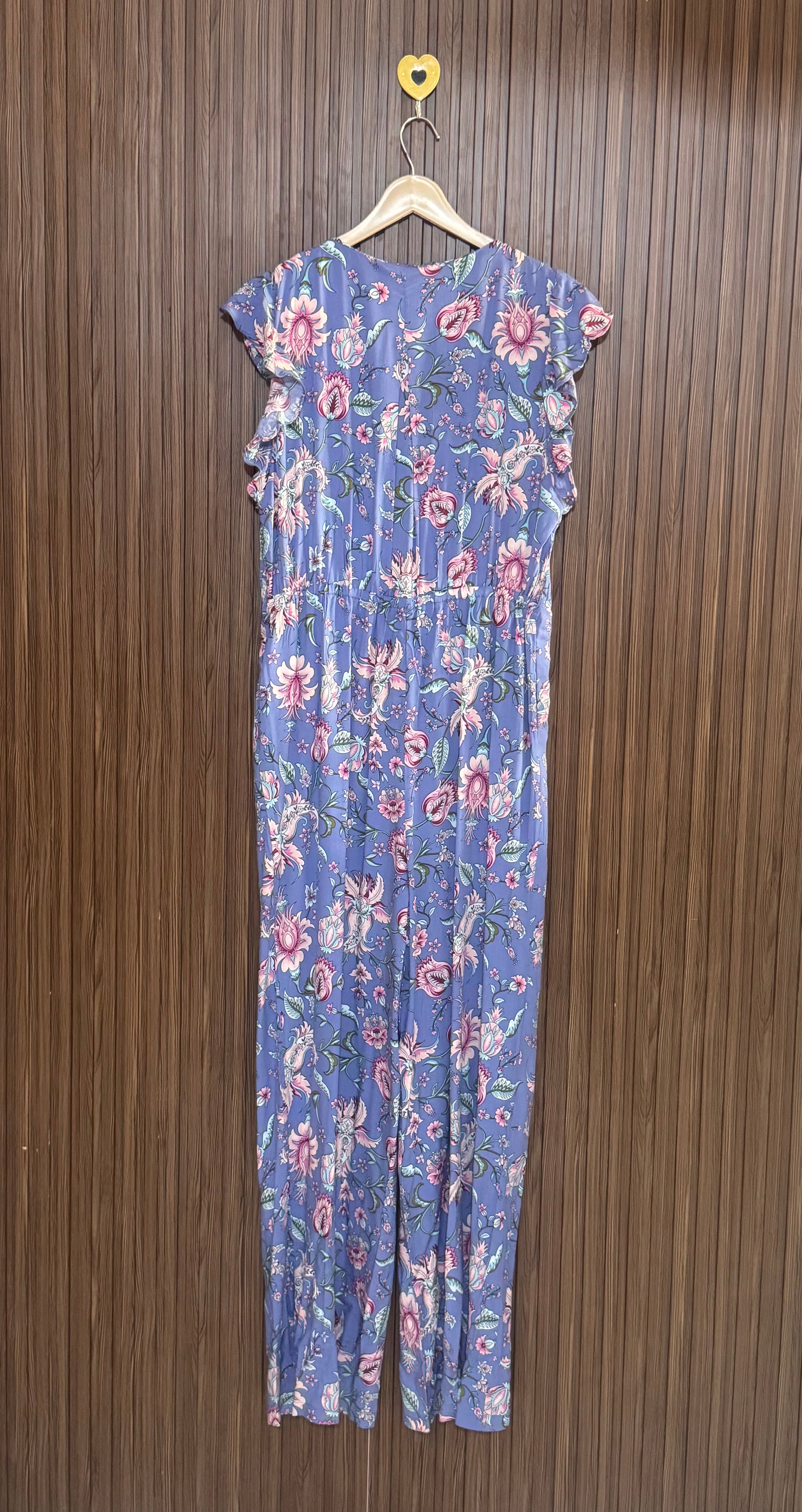 Purple Floral Print Jumpsuit