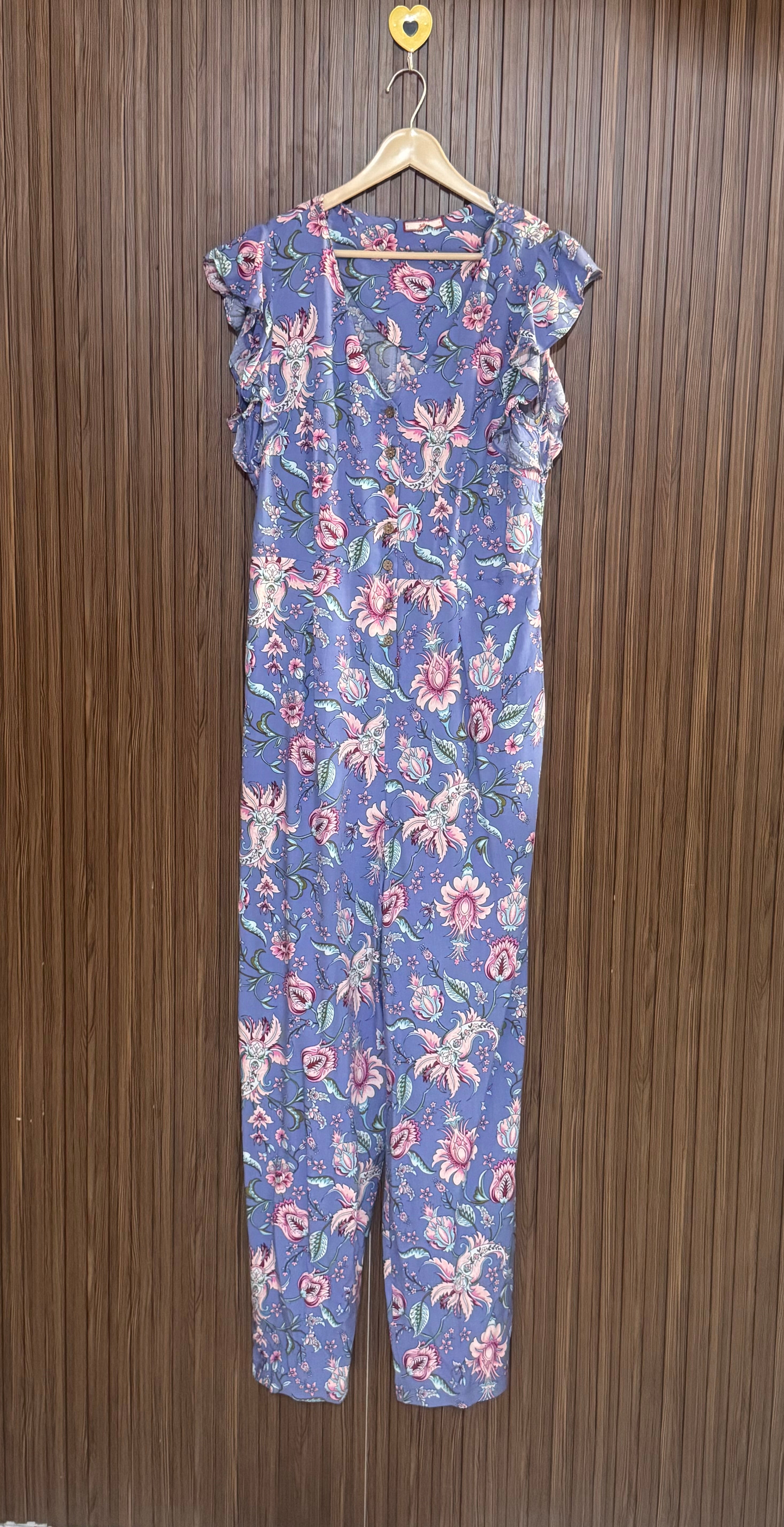 Purple Floral Print Jumpsuit